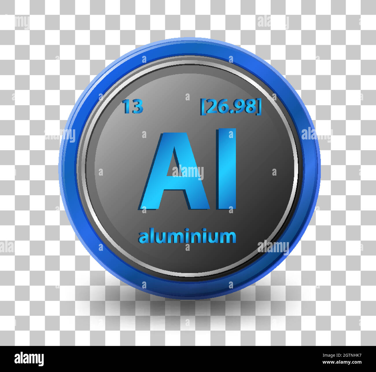 Aluminium chemical element. Chemical symbol with atomic number and