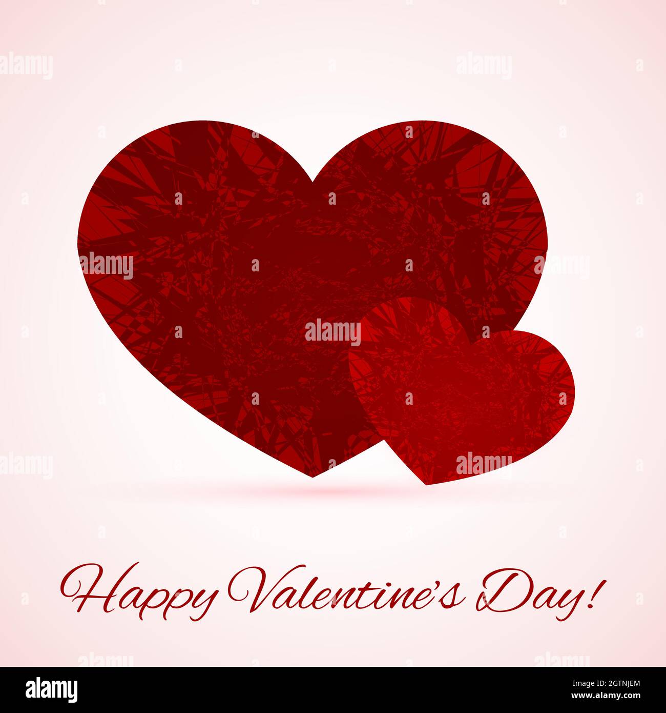 Valentine s day greeting card with two red grunge hearts. Symbol of ...