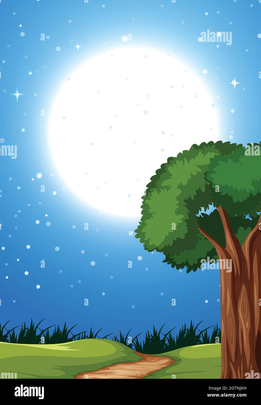 A night landscape scene Stock Vector Image & Art - Alamy