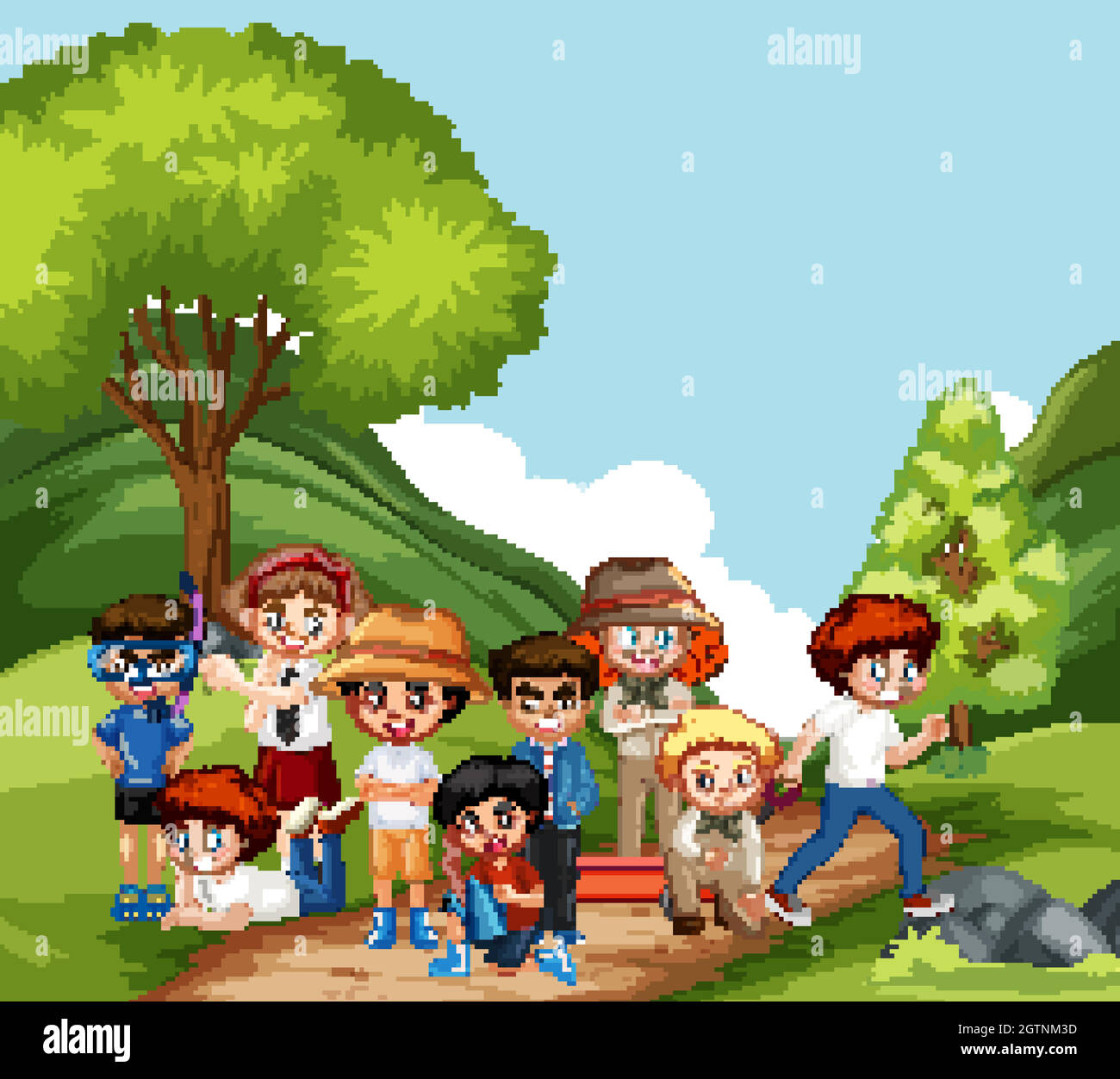 Scene with many children in the park Stock Vector Image & Art - Alamy