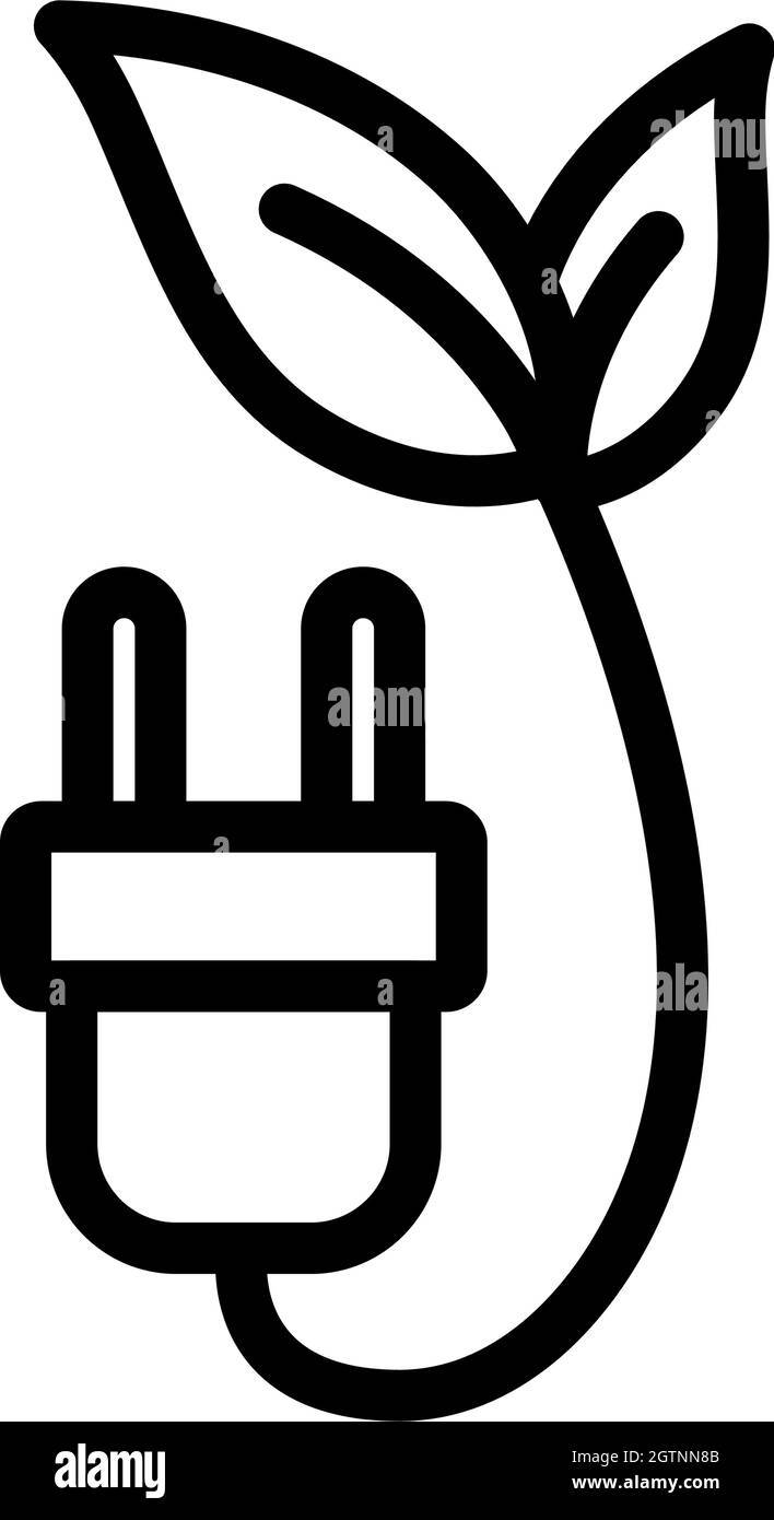 Electric Plug With Leaves Icon Stock Vector Image & Art - Alamy