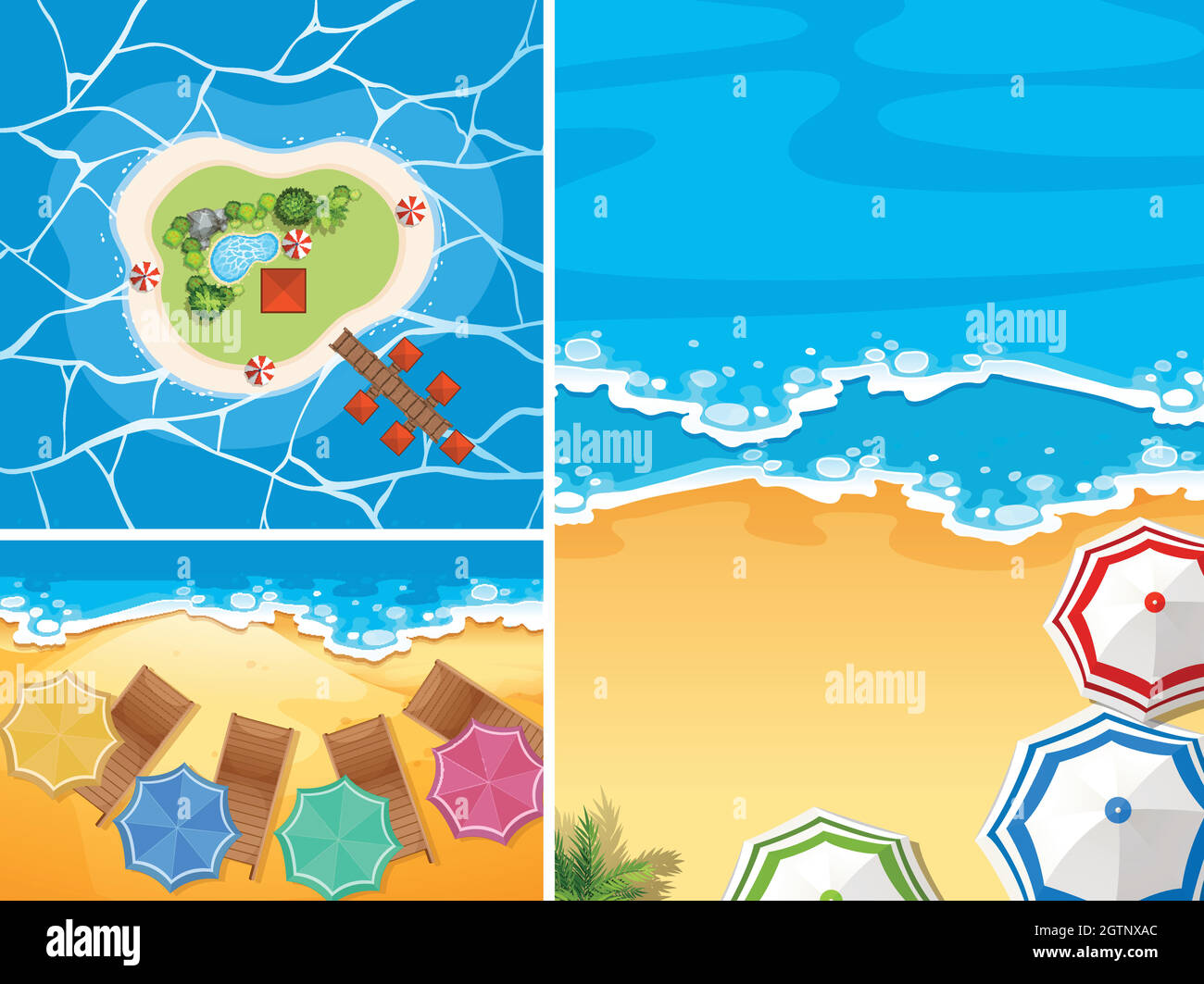 Ocean scenes with umbrellas on beach Stock Vector Image & Art - Alamy