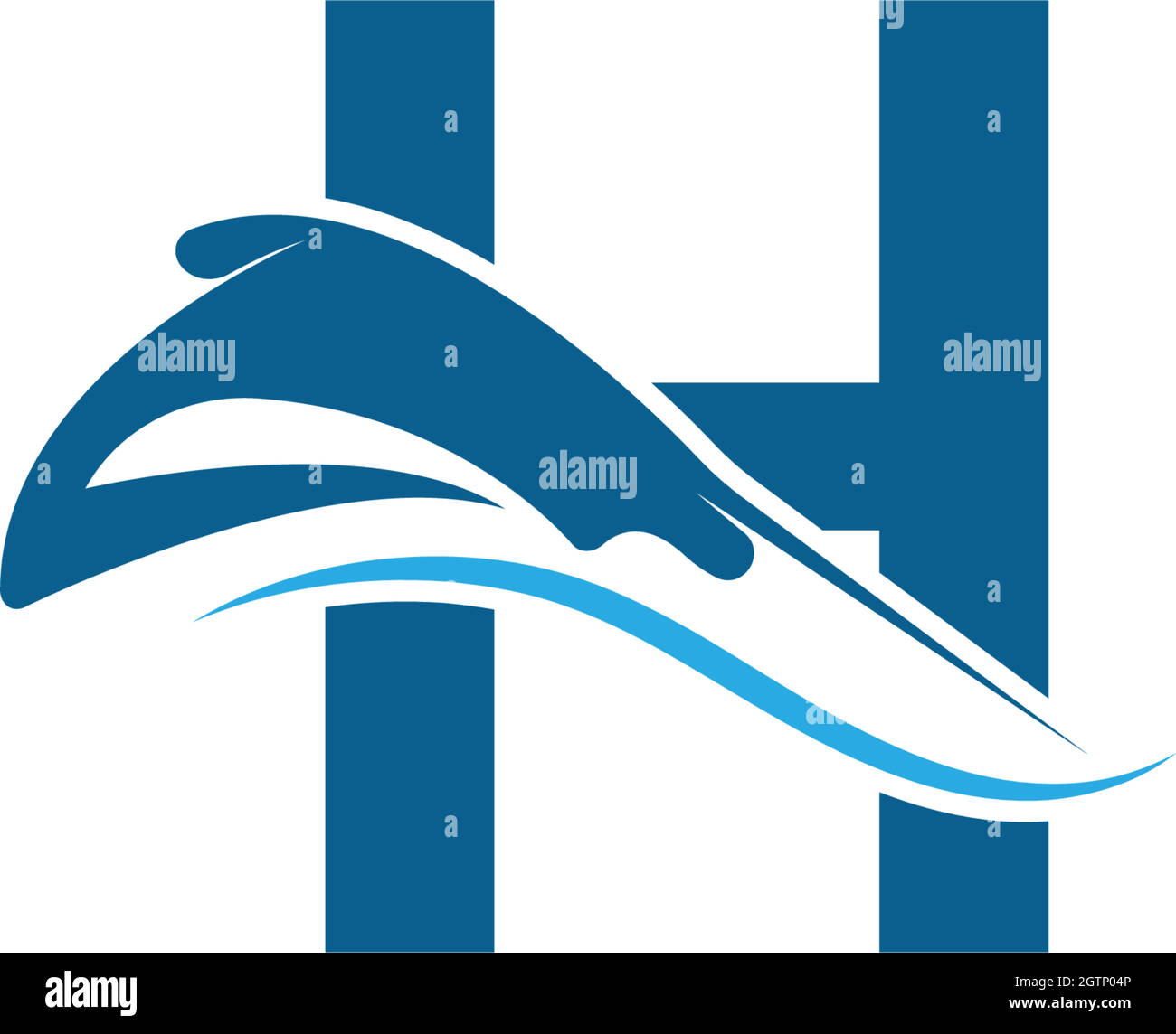 Letter H with stingray icon logo template illustration Stock Vector