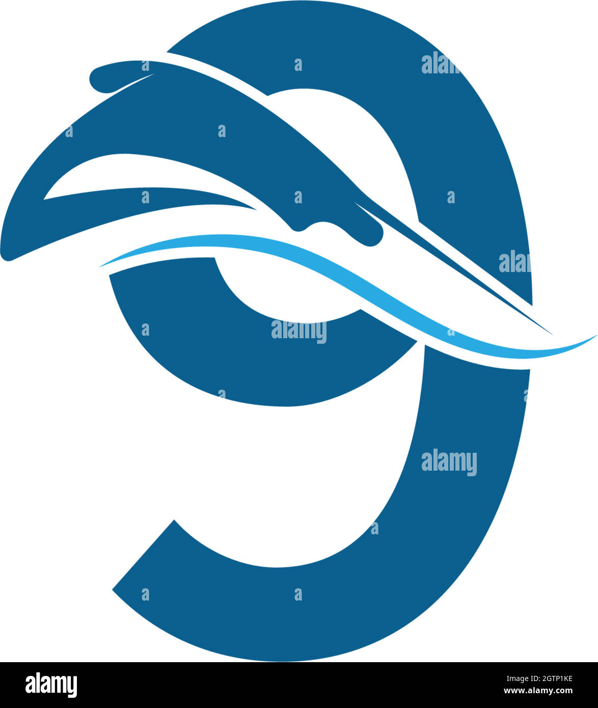 Number 9 with stingray icon logo template illustration Stock Vector