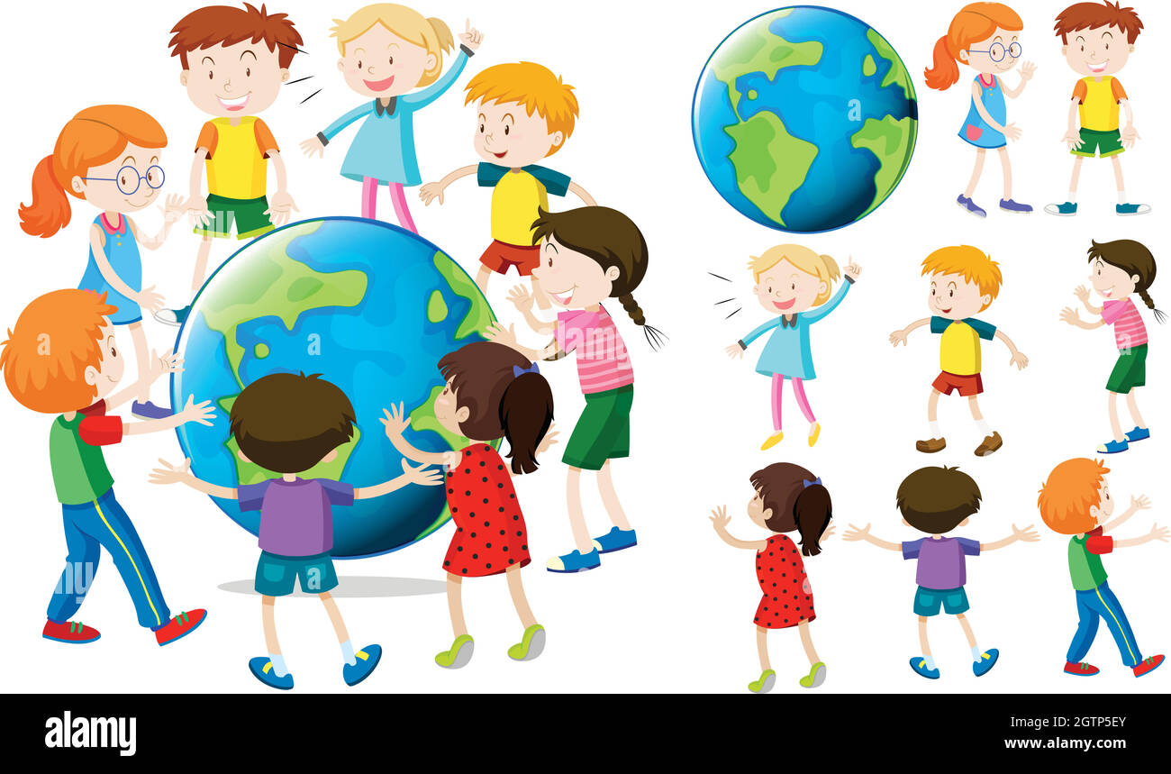 Earth and children illustration hi-res stock photography and images - Alamy