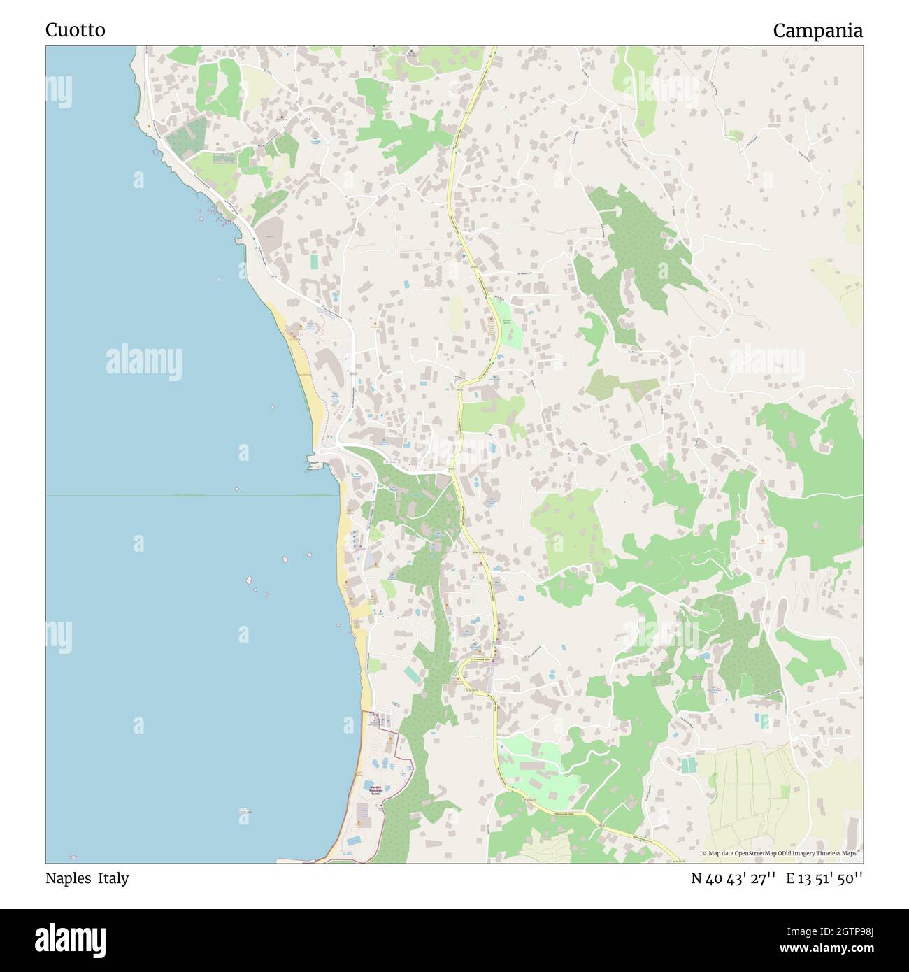 Cuotto, Naples, Italy, Campania, N 40 43' 27'', E 13 51' 50'', map,  Timeless Map published in 2021. Travelers, explorers and adventurers like  Florence Nightingale, David Livingstone, Ernest Shackleton, Lewis and Clark