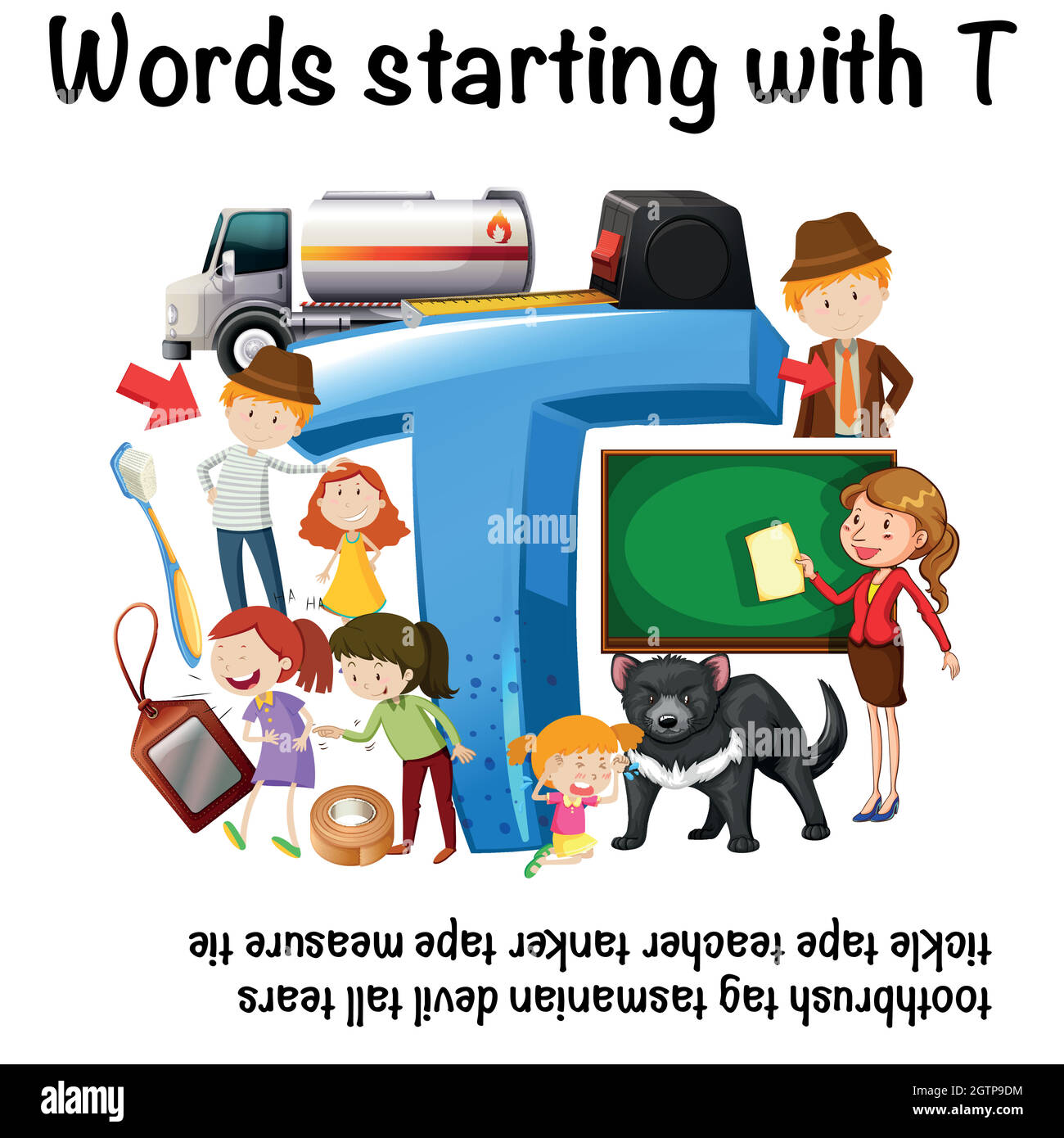 English worksheet for words starting with T Stock Vector Image & Art