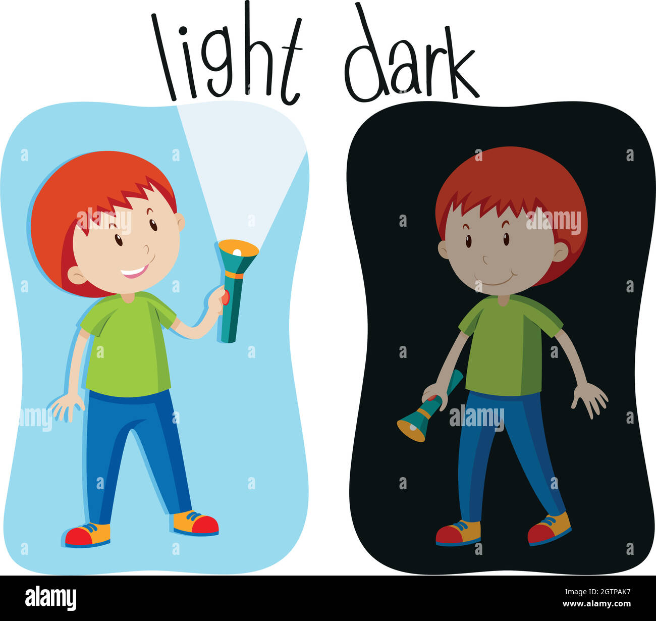 Opposite adjectives with light and dark Stock Vector Image & Art - Alamy