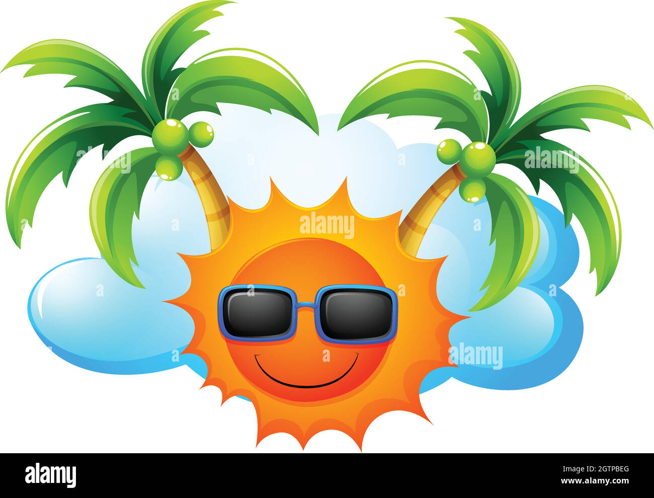 A sunny weather with coconut trees Stock Vector