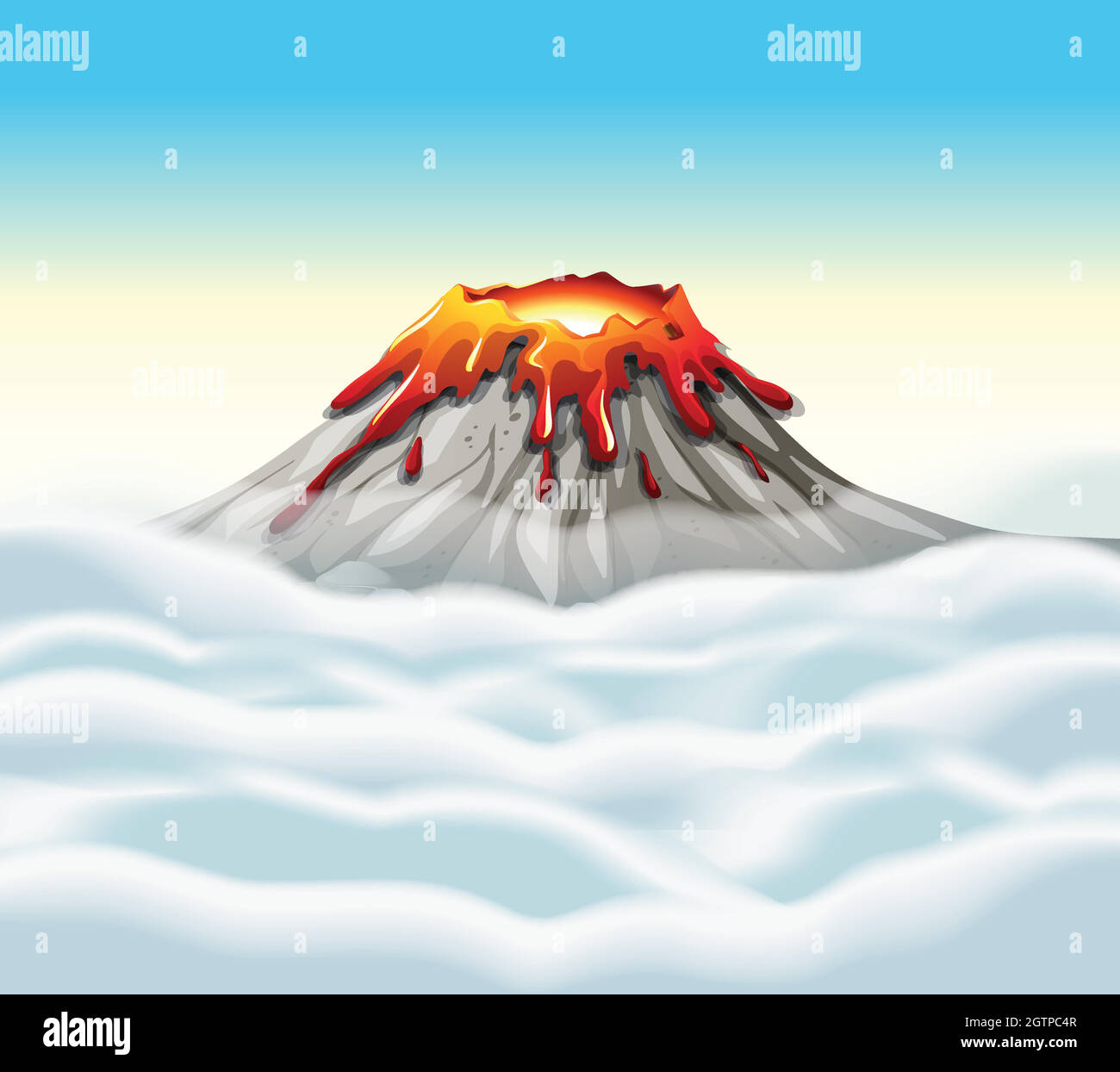 Volcano peak in the sky Stock Vector