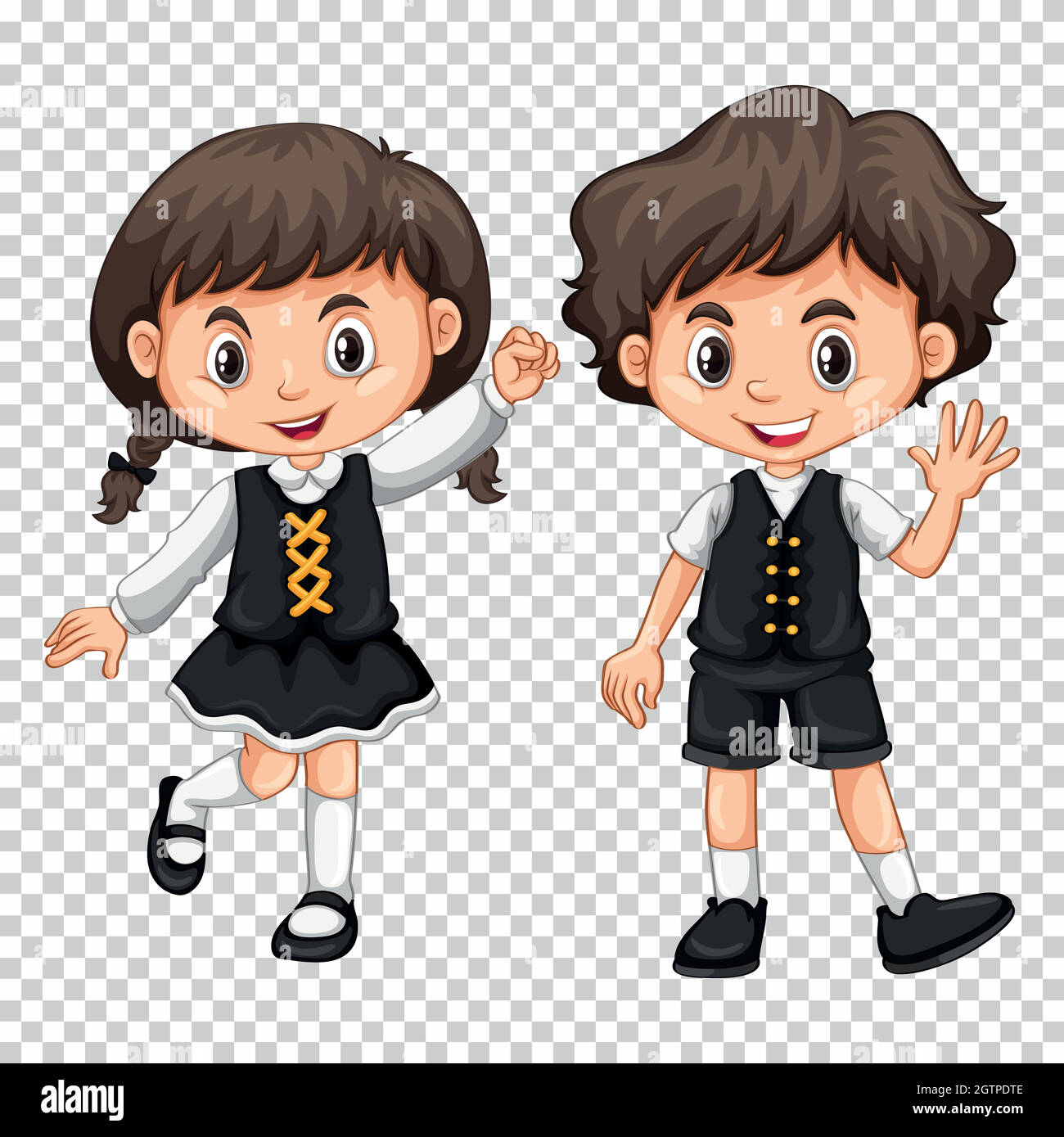 Boy and girl with black hair Stock Vector