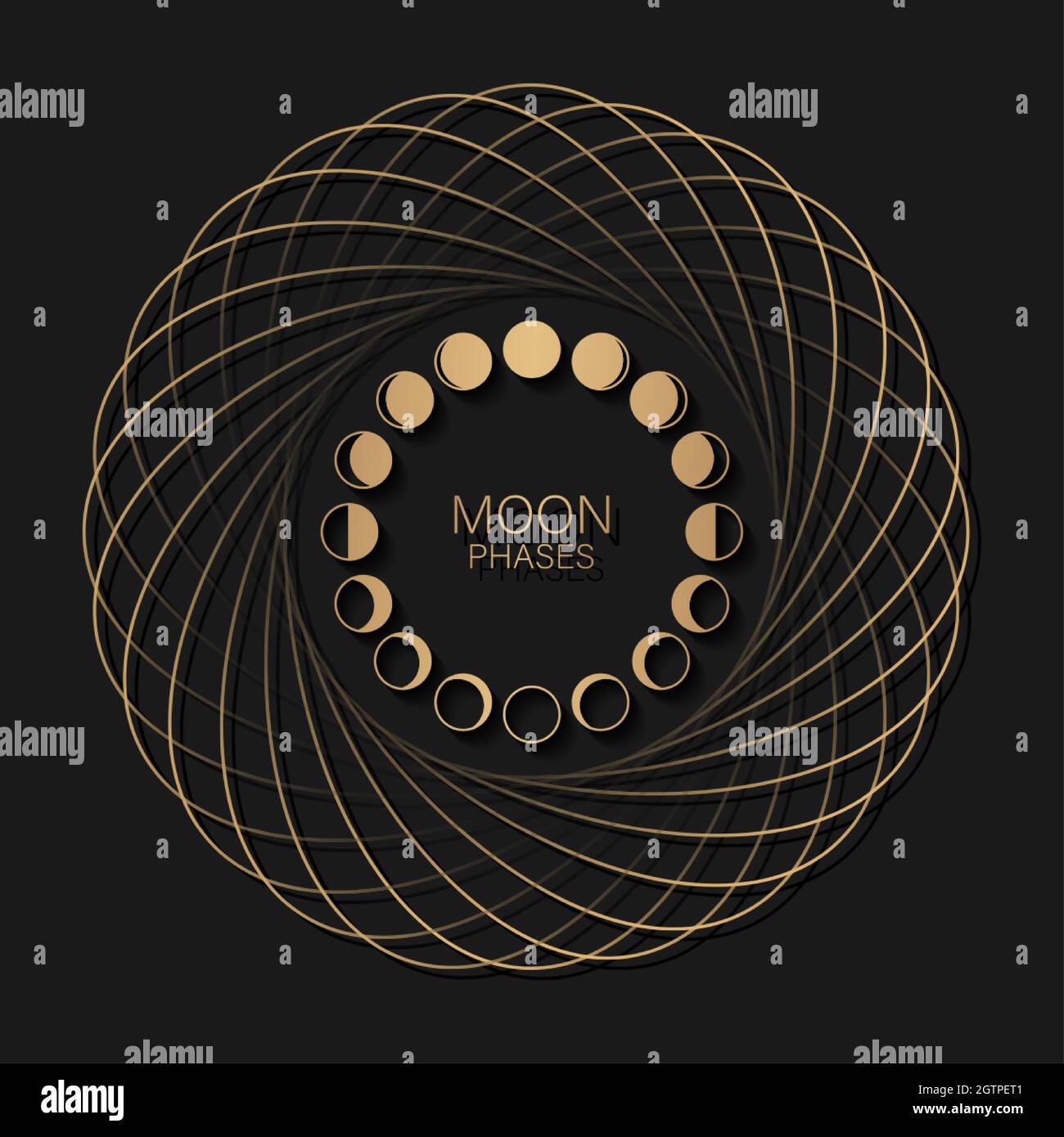 Moon Phase Cycle Vector Illustration Diagram Poster - Arte