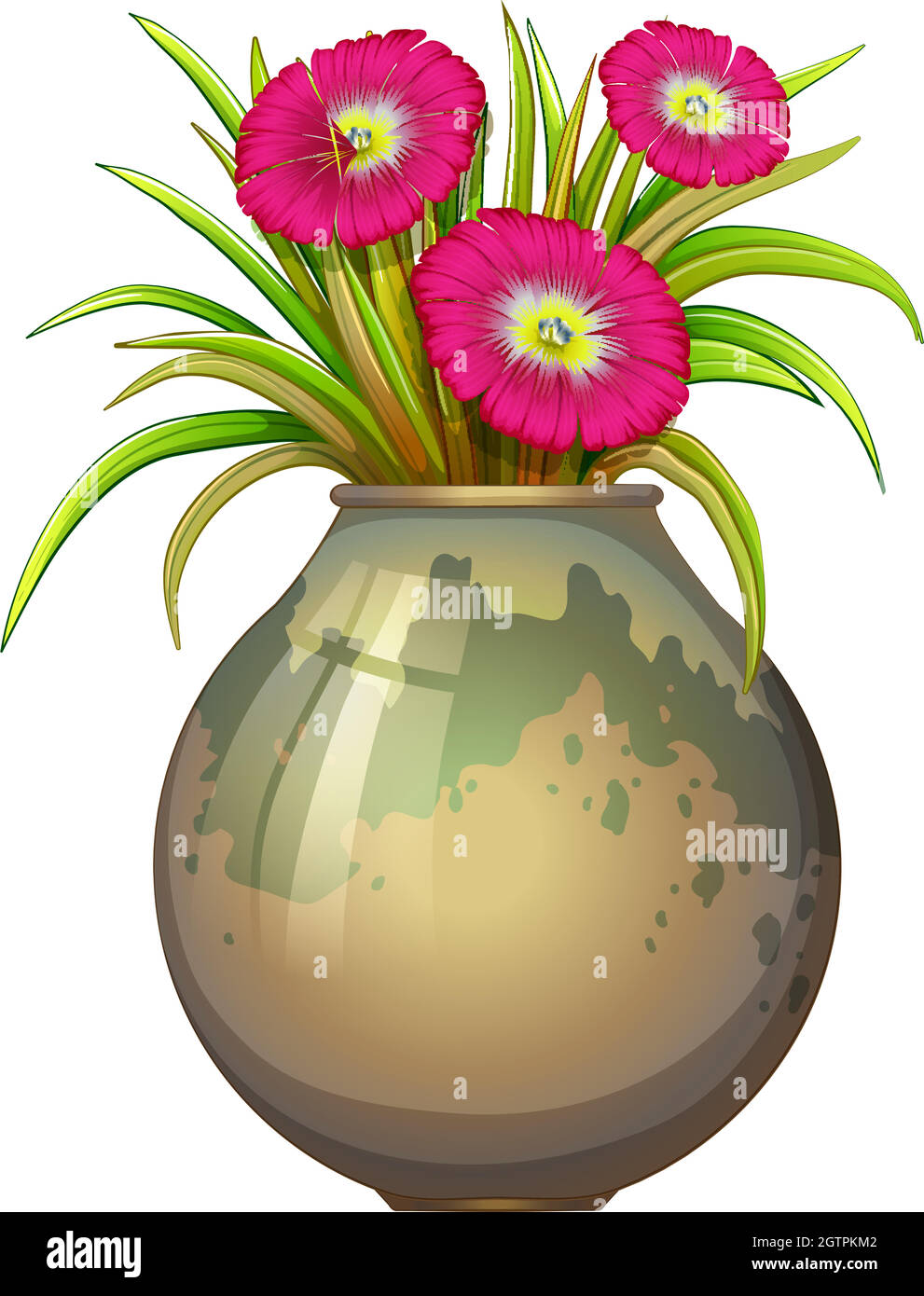 A big pot with flowers Stock Vector