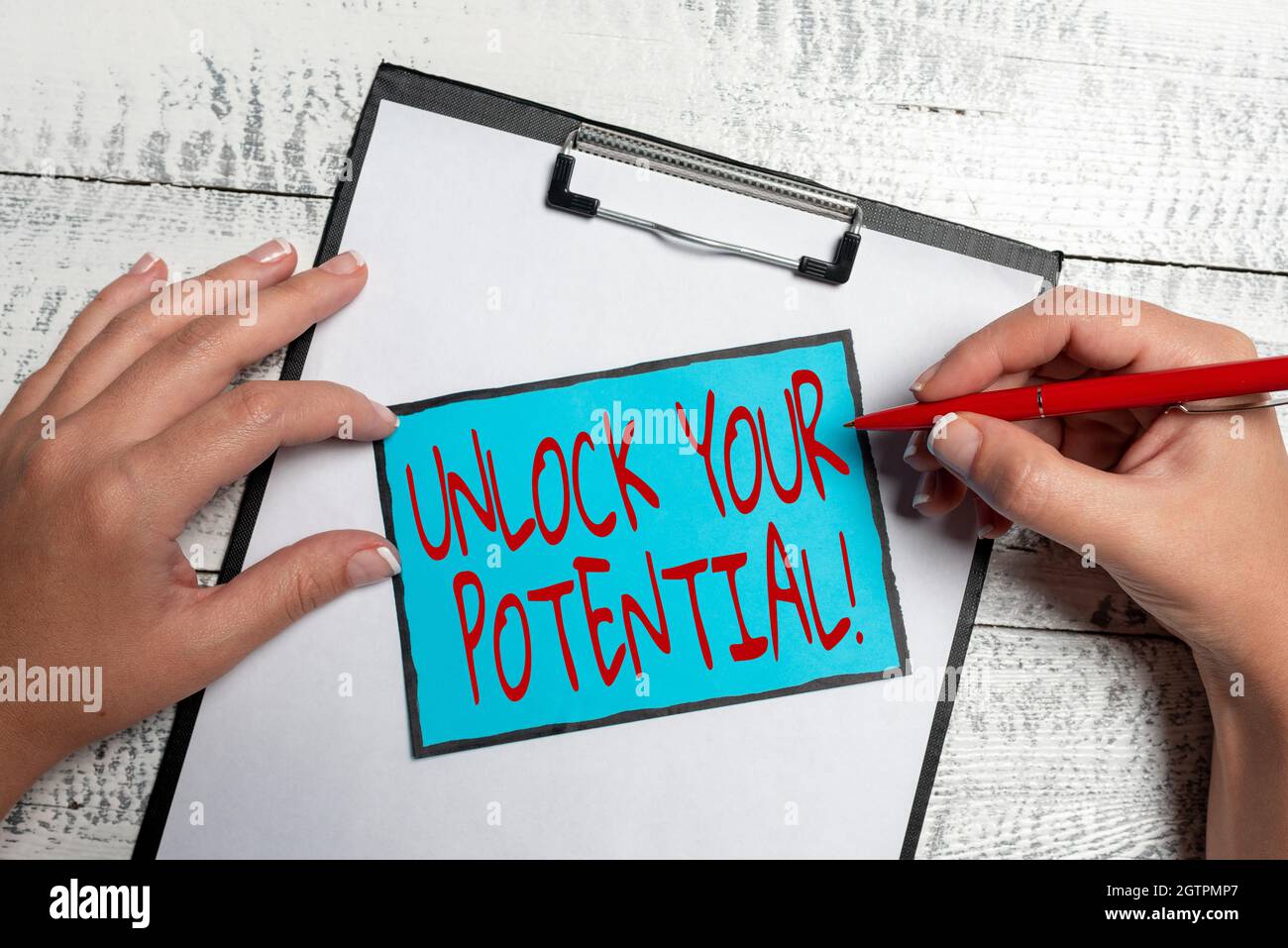 Text caption presenting Unlock Your Potential. Word for release