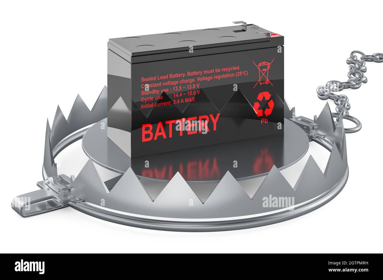 Bear Trap with sealed UPS battery, 3D rendering isolated on white ...