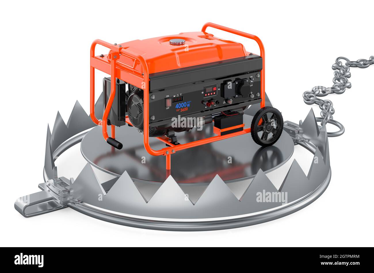 Bear Trap with gasoline generator, 3D rendering isolated on white ...