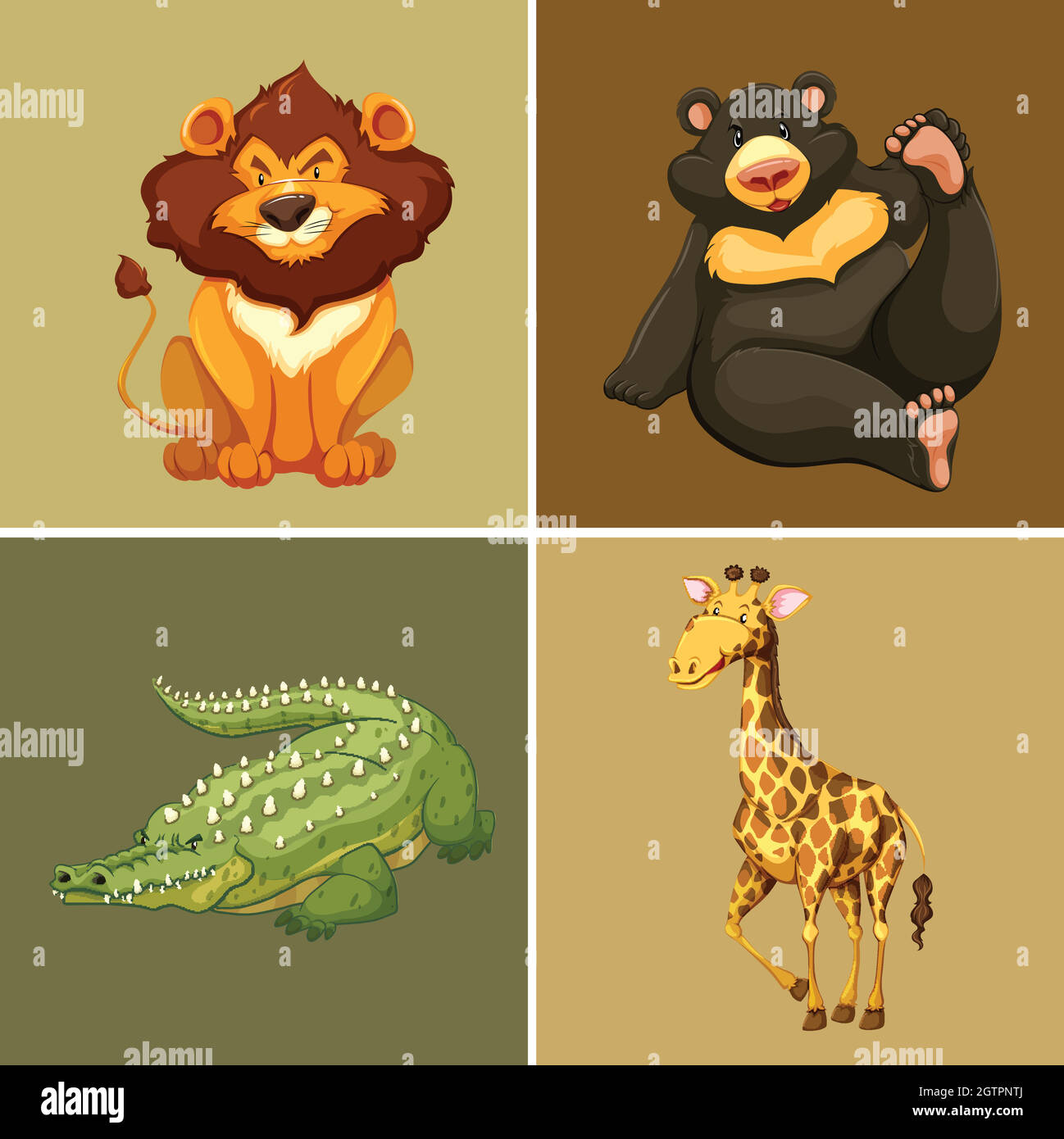 Four types of wild animals on brown background Stock Vector Image & Art -  Alamy
