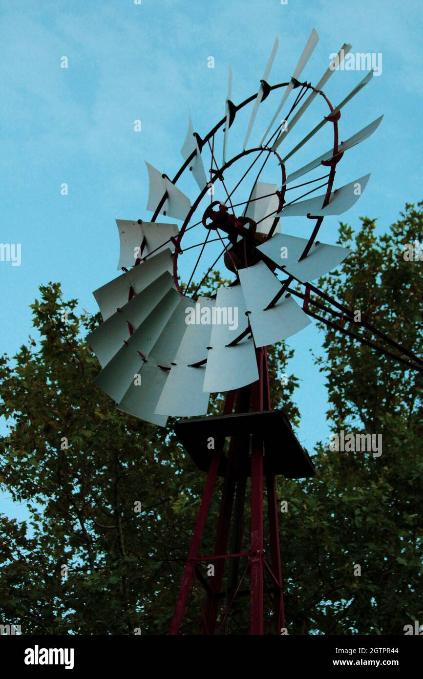Old Water Pump Windmill In A Farm Stock Photo Alamy