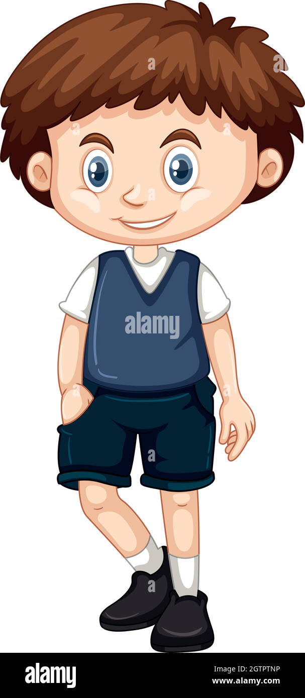 Little boy in blue vest and shorts Stock Vector Image & Art Alamy