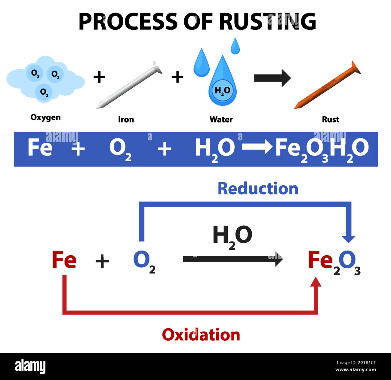 Process of rusting chemical equation Stock Vector Image & Art Alamy