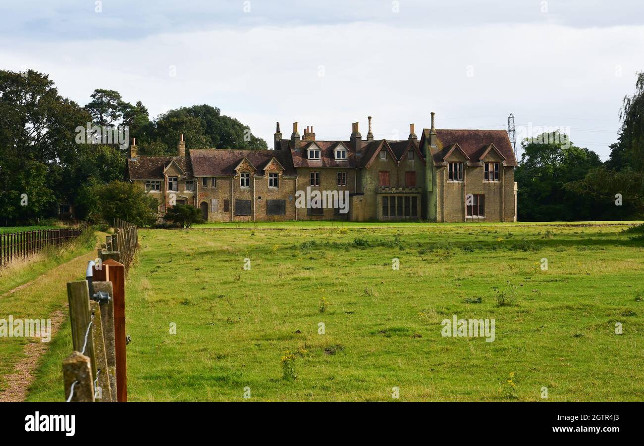 The Old Manor, now derelict, at Little Barford, near St Neots, Cambridgeshire, UK Stock Photo