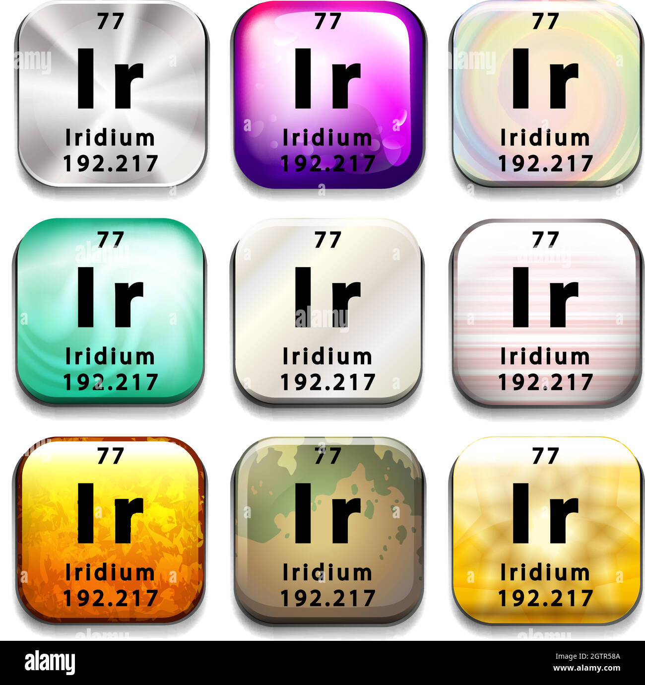 A button showing the element Iridium Stock Vector