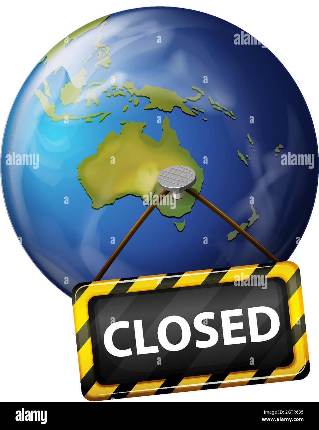 Poster design for coronavirus theme with earth being closed Stock Vector