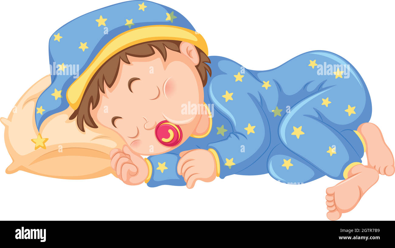 Baby boy sleeping with pacifier on Stock Vector Image & Art Alamy