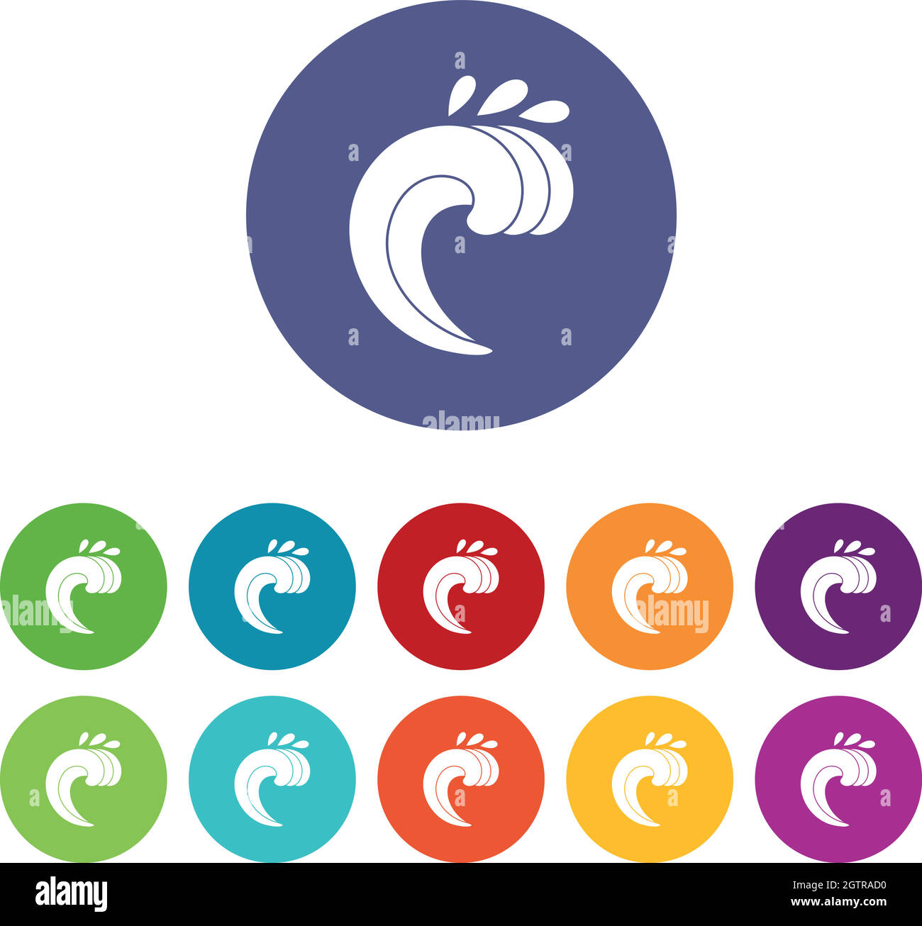Large curling wave set icons Stock Vector