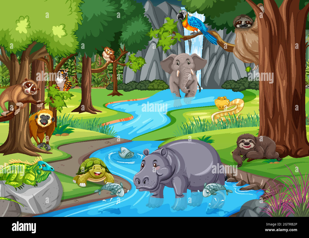 Wild animal in the jungle scene Stock Vector Image & Art - Alamy