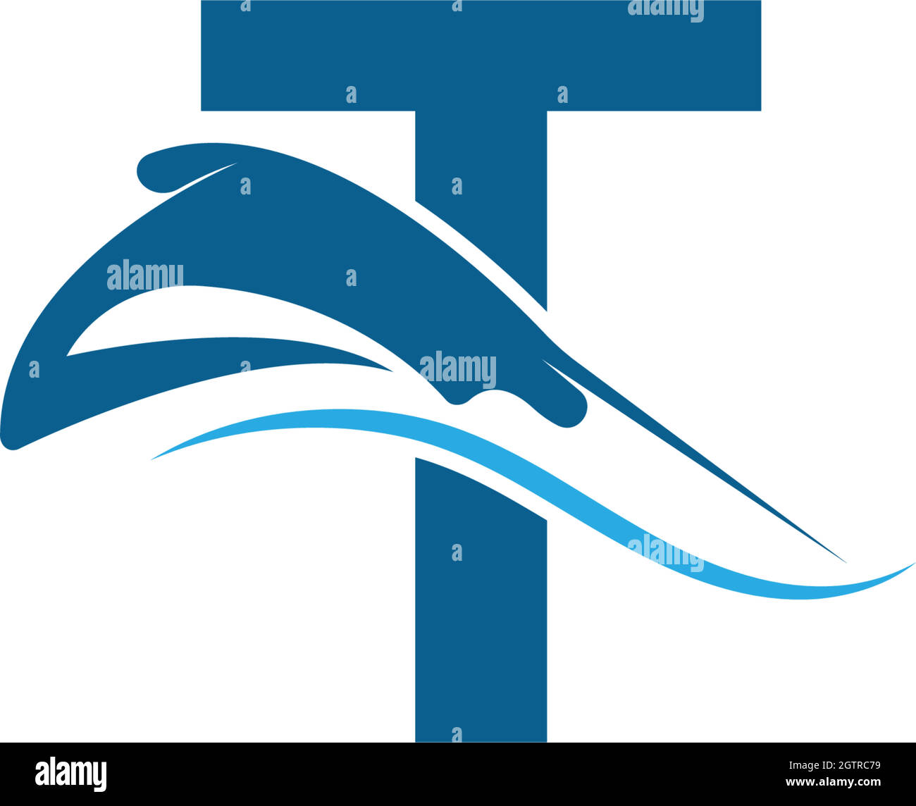 Letter T with stingray icon logo template illustration Stock Vector