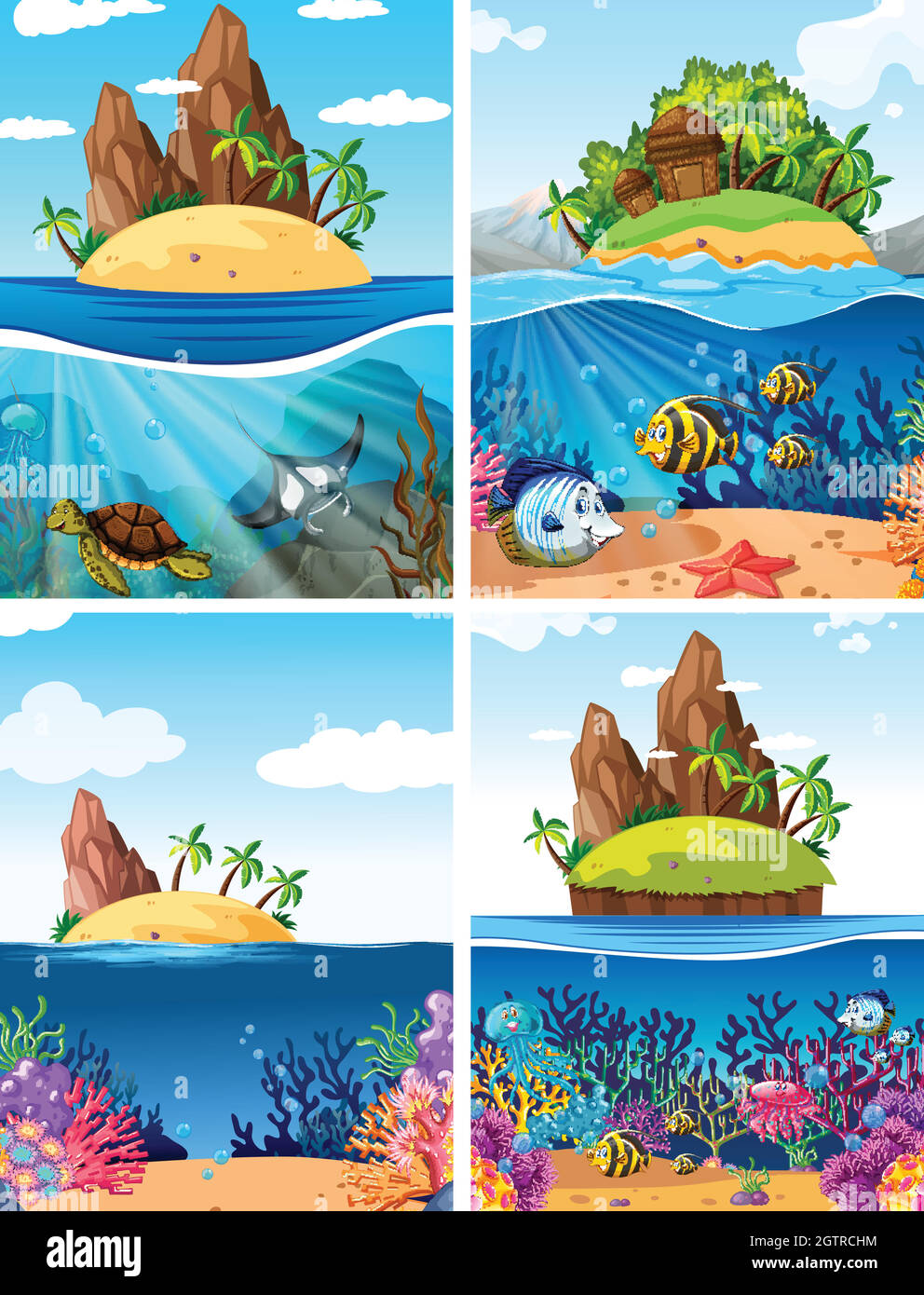 A set of island and underwater scene Stock Vector Image & Art - Alamy
