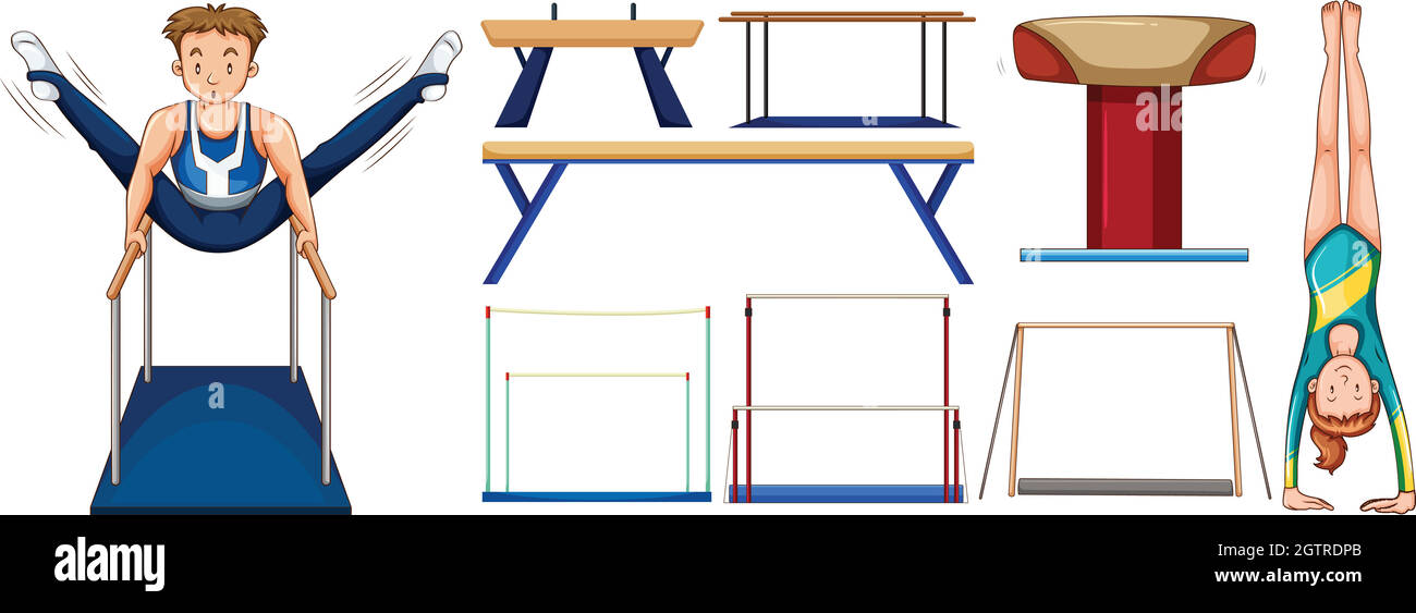 Gymnastics set with athletes and equipments Stock Vector Image & Art