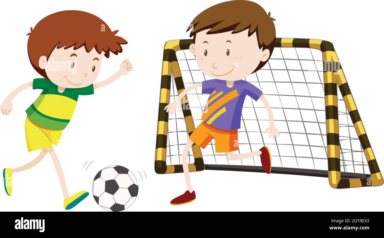 Two Cute Boys Playing Football Stock Illustration - Download Image Now -  Child, Boys, American Football Player - iStock