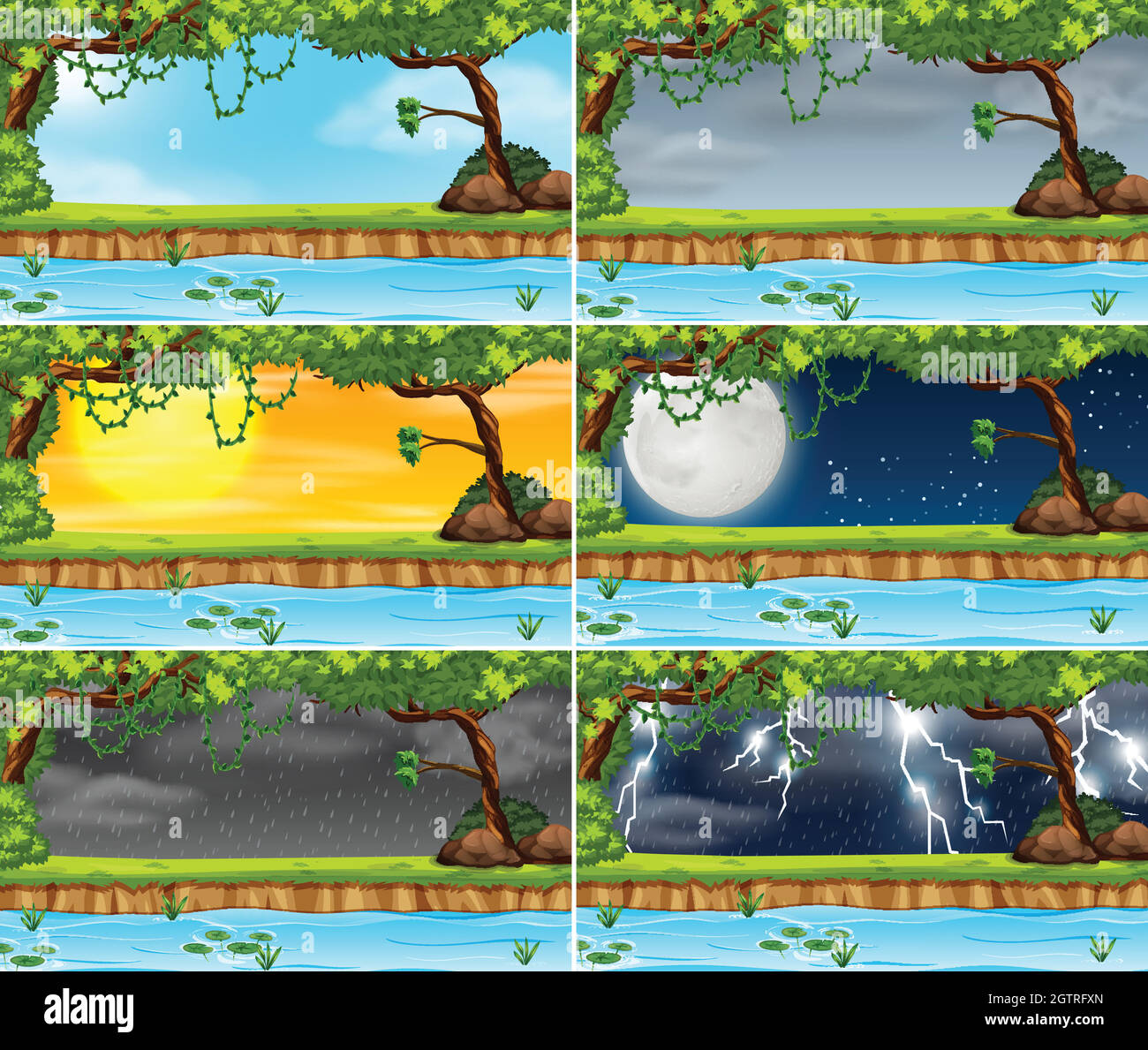 Set of nature landscape Stock Vector Image & Art - Alamy