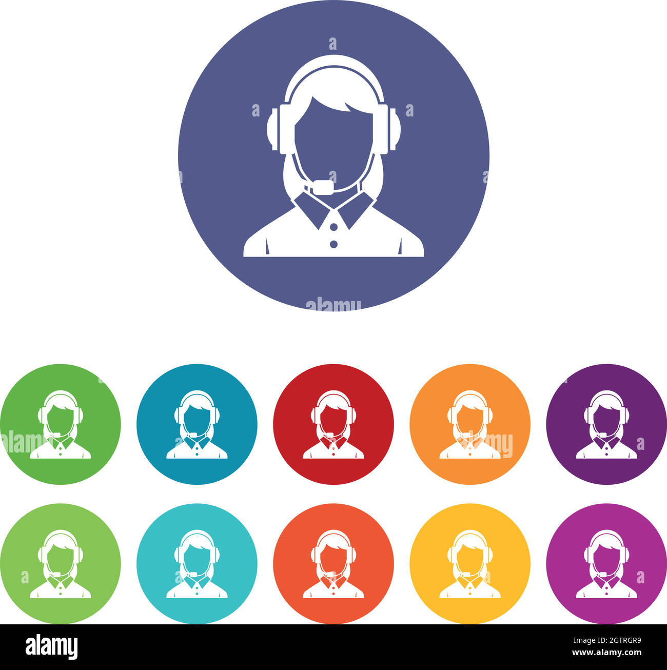 Business woman with headset set icons Stock Vector
