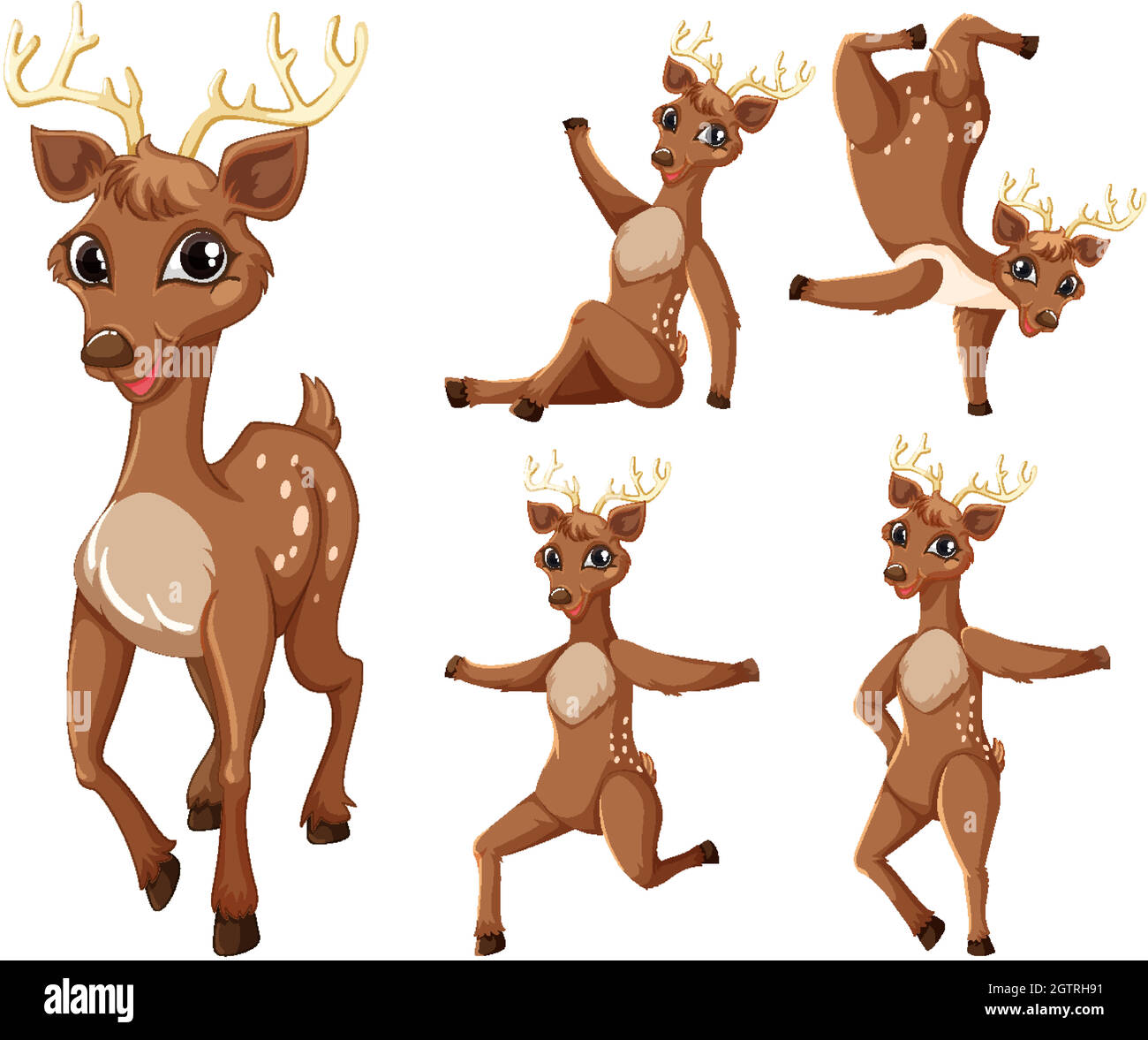 Set of deer cartoon character Stock Vector