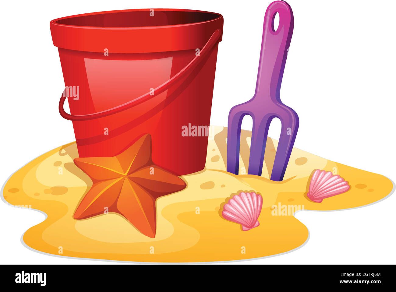 Things needed to form a sand castle Stock Vector