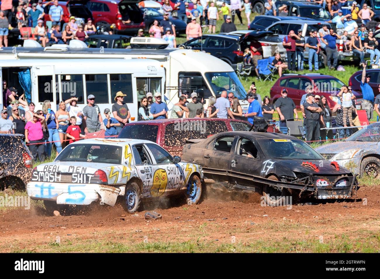 Norton, NB, Canada September 11, 2021 Amateur demolition derby at