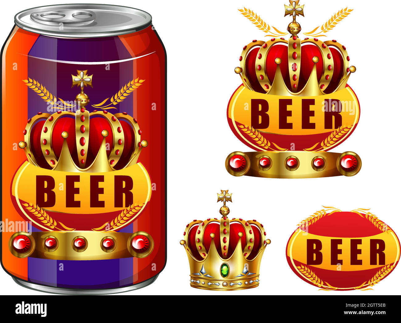 Beer in can and logo design Stock Vector