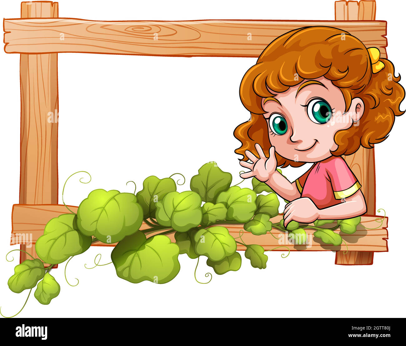 A frame with a cute young girl Stock Vector