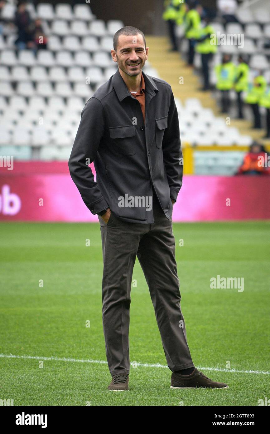 Turin, Italy. 02nd Oct, 2021. Turin. Pre-match of the Serie A Tim 2021/2022 League match. Turin vs Juventus. Stadio Olimpico Grande Torino In the photo: Leonardo Bonucci The Juventus players are wearing the Loropiana uniform Credit: Independent Photo Agency/Alamy Live News Stock Photo