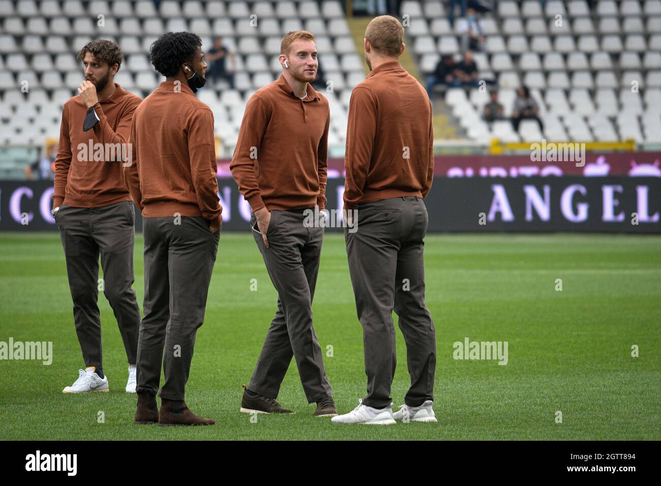 Turin, Italy. 02nd Oct, 2021. Turin. Pre-match of the Serie A Tim 2021/2022 League match. Turin vs Juventus. Grande Torino Olympic Stadium In the photo: Dejan Kulusevski The Juventus players are wearing the Loropiana uniform Credit: Independent Photo Agency/Alamy Live News Stock Photo