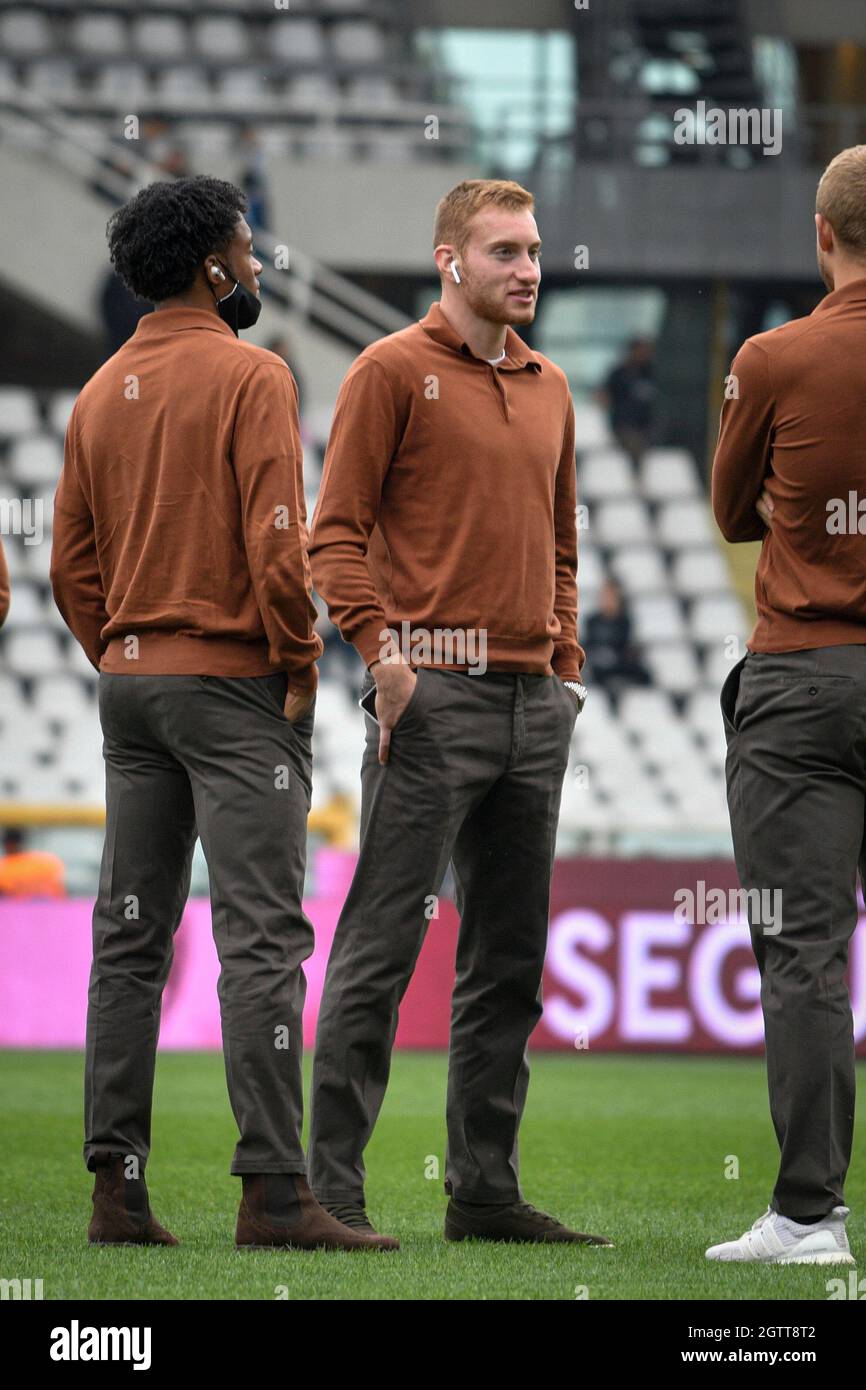 Turin, Italy. 02nd Oct, 2021. Turin. Pre-match of the Serie A Tim 2021/2022 League match. Turin vs Juventus. Grande Torino Olympic Stadium In the photo: Dejan Kulusevski The Juventus players are wearing the Loropiana uniform Credit: Independent Photo Agency/Alamy Live News Stock Photo