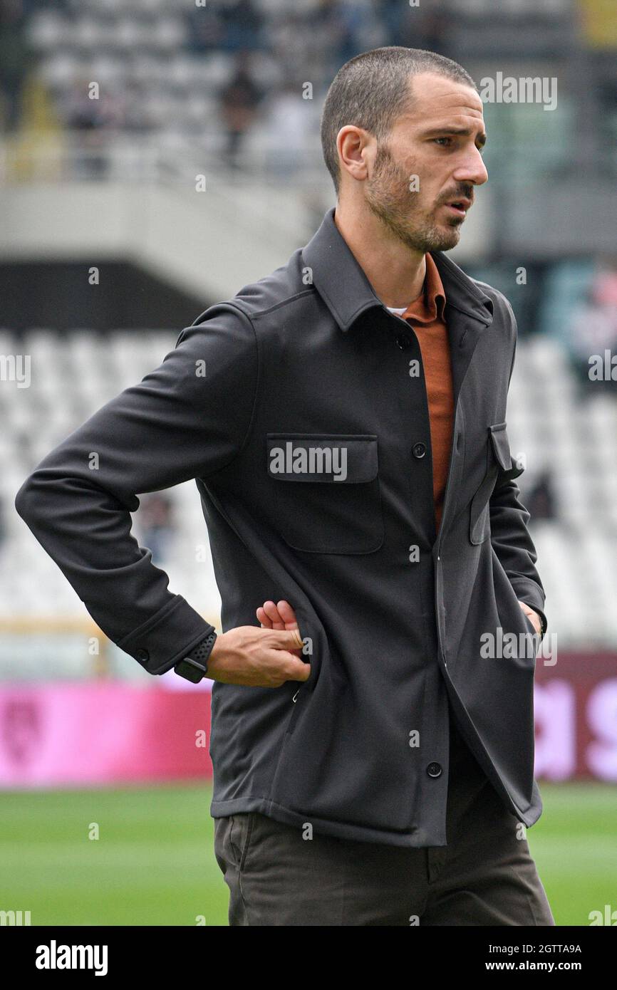 Turin, Italy. 02nd Oct, 2021. Turin. Pre-match of the Serie A Tim 2021/2022 League match. Turin vs Juventus. Stadio Olimpico Grande Torino In the photo: Leonardo Bonucci The Juventus players are wearing the Loropiana uniform Credit: Independent Photo Agency/Alamy Live News Stock Photo