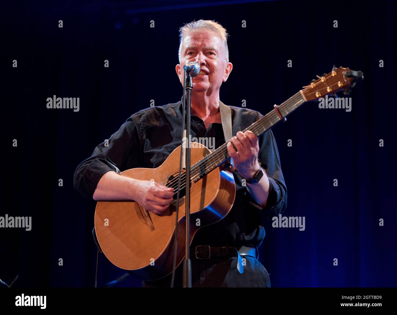 An early post-Covid 19 gig, Tom Robinson, in concert with his band, Victoria Hall, Settle, North Yorkshire, 30th September 2021 Stock Photo