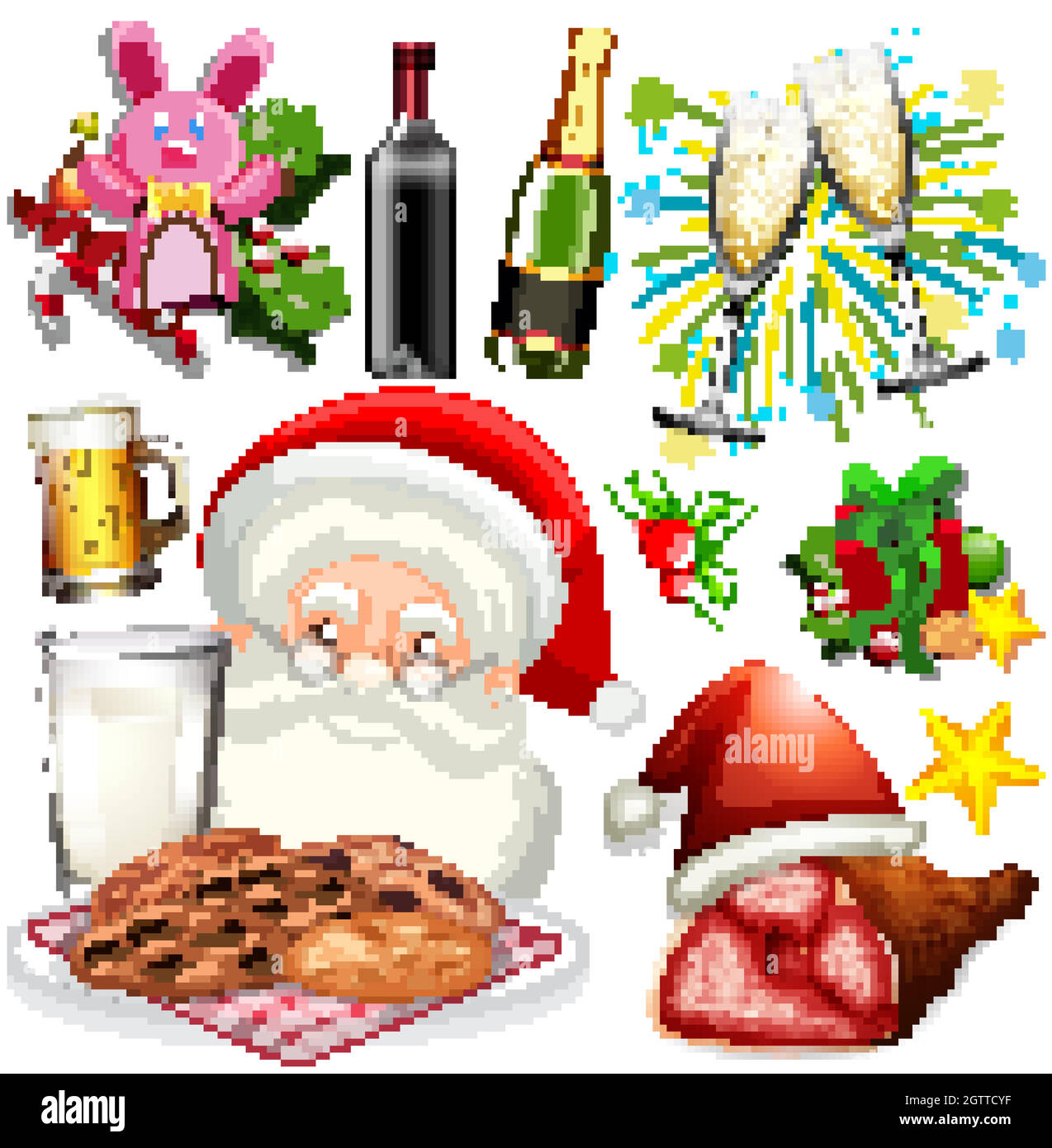 Santa and christmas food on white background Stock Vector Image & Art