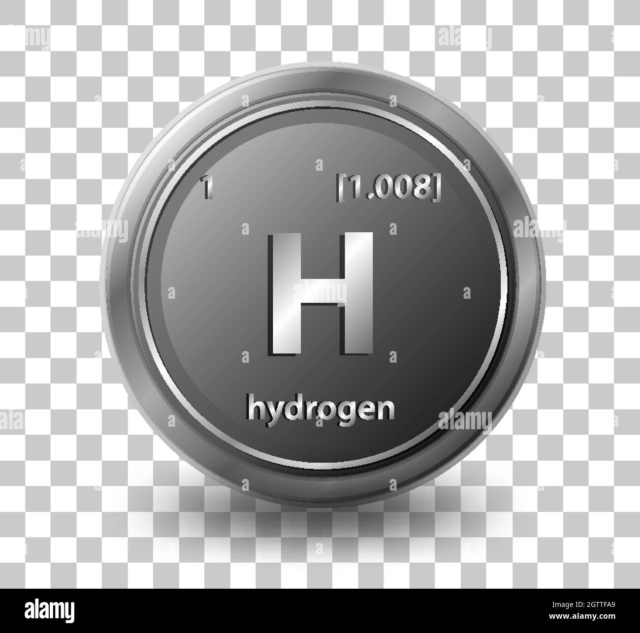 Hydrogen chemical element. Chemical symbol with atomic number and atomic mass. Stock Vector