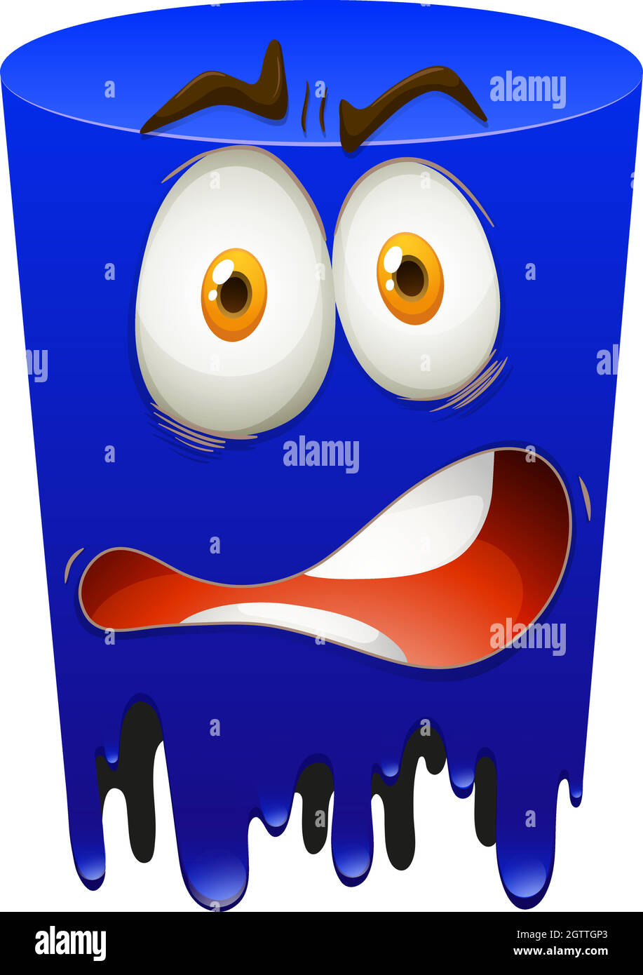 Terrified face in blue form Stock Vector