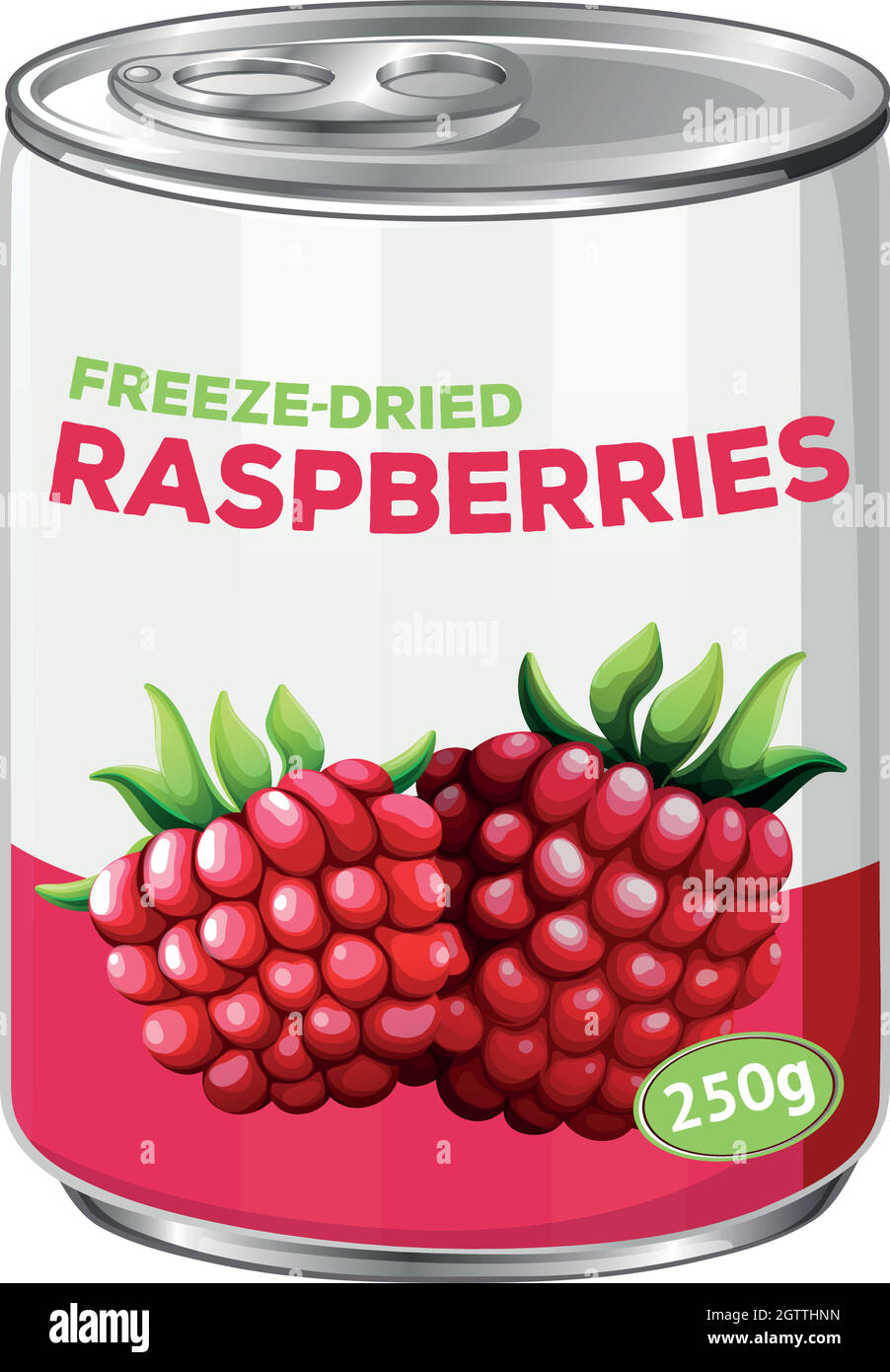 can of freeze dried raspberries Stock Vector